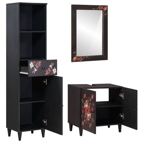 vidaXL Badev&aelig;relsesskabs&aelig;t med skuffe med d&oslash;r 3 pcs Massivt mangotr&aelig;