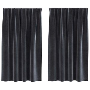 vidaXL M&oslash;rkl&aelig;gningsgardiner 2 pcs M&oslash;rkegr&aring; 140 x 140 cm Fl&oslash;jl