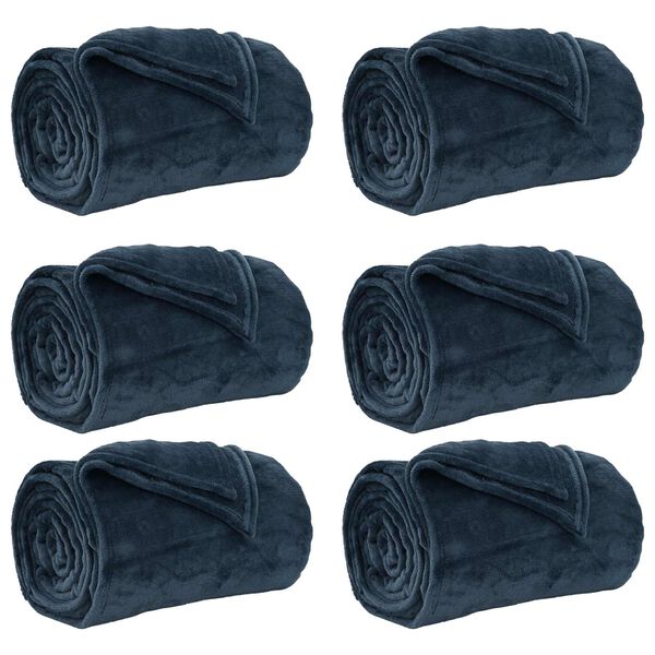vidaXL Kastet&aelig;pper 6 pcs M&oslash;rkebl&aring; 240 x 270 cm Fleece