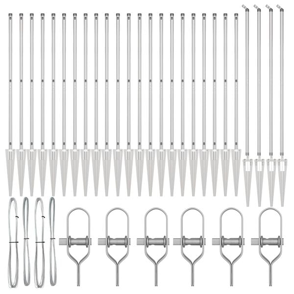 vidaXL Hegnspæl Andet 26 pcs Grå 3,2 x 3,2 x 160 cm Stål