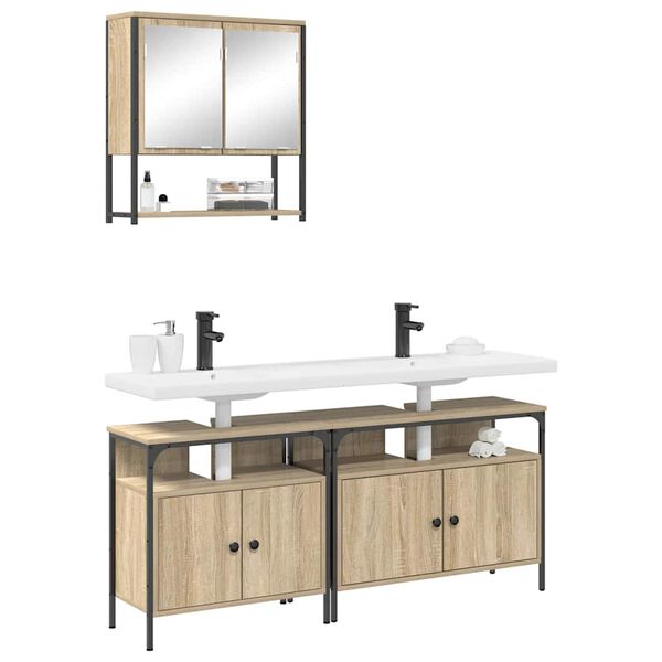 vidaXL Badev&aelig;relsesm&oslash;bel s&aelig;t med hylde 3 pcs Brun 80 x 30 x 60 cm