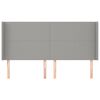 vidaXL sengegavl med kanter 163x16x118/128 cm stof lysegrå