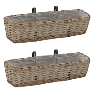 vidaXL plantekasse til balkonen 2 stk. kurveflet med PE-foring 60 cm