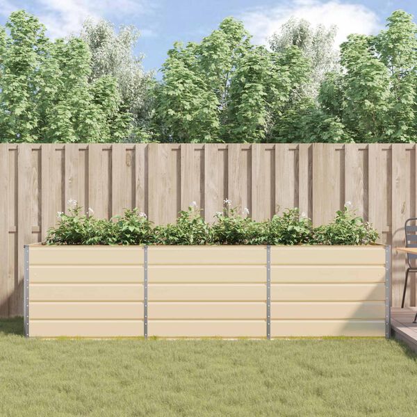 vidaXL Plantekasse Elfenben 195 x 100 x 45 cm Galvaniseret st&aring;l