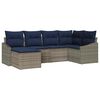 vidaXL Sofa S&aelig;t med pude 6 pcs Gr&aring; og Marinebl&aring; polyrattan