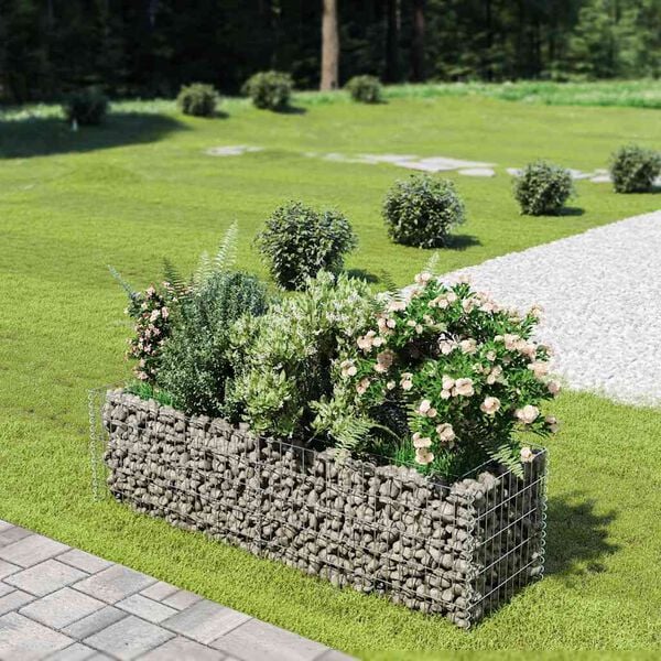 vidaXL gabion-h&oslash;jbed 180x50x50 cm galvaniseret st&aring;l