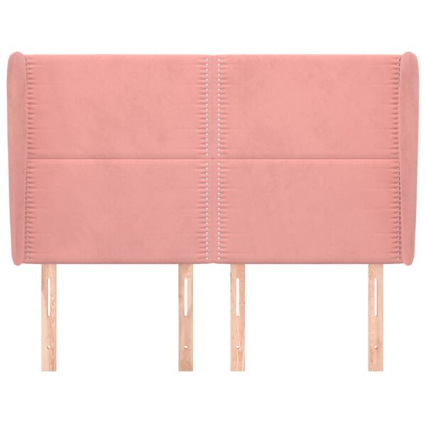 vidaXL sengegavl med kanter 147x23x118/128 cm fl&oslash;jl lyser&oslash;d