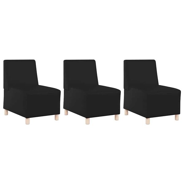 vidaXL Modulsofa enhed uden arme 3 pcs Sort 55 x 74 x 82 cm Faux l&aelig;der