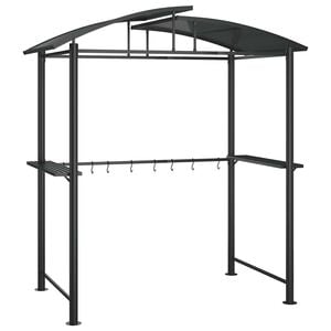 vidaXL grillpavillon med sidehylder 210x114x230 cm st&aring;l antracitgr&aring;