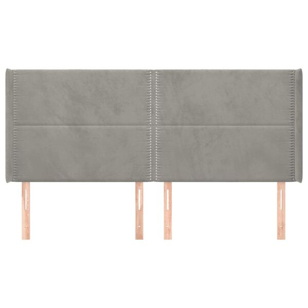 vidaXL sengegavl med kanter 203x16x118/128 cm fl&oslash;jl lysegr&aring;