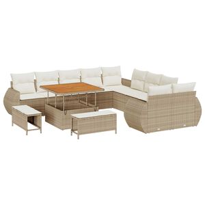 vidaXL Havesofa S&aelig;t 13 pcs Beige polyrattan