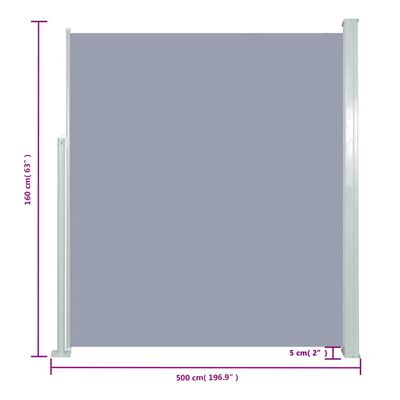 vidaXL sammenrullelig sidemarkise 160 x 500 cm grå