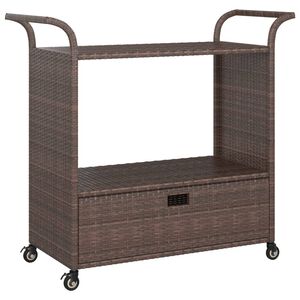 vidaXL barvogn med skuffe 100x45x97 cm polyrattan brun