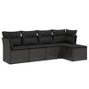 vidaXL sofas&aelig;t til haven 5 dele med hynder polyrattan sort