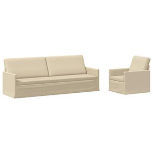 vidaXL Sofa S&aelig;t 2 pcs Cremefarvet Stof