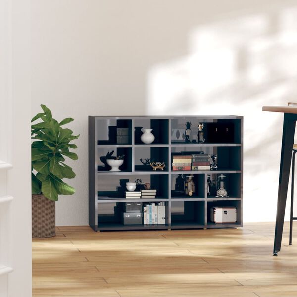 vidaXL sideskab 97x32x72 cm konstrueret tr&aelig; gr&aring; h&oslash;jglans