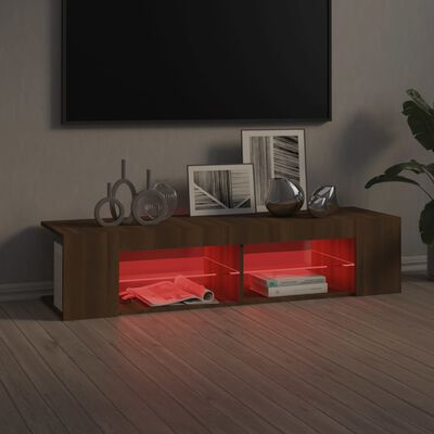 vidaXL tv-bord med LED-lys 135x39x30 cm brun eg