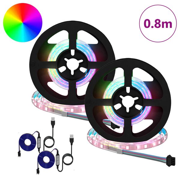 vidaXL LED Strip 4 pcs Sort og Gennemsigtig 40 x 0,8 x 0,3 cm