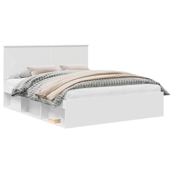 vidaXL Sengestel med hovedg&aelig;rde Hvid 160 x 200 cm Massiv fyrretr&aelig;