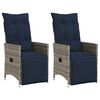 vidaXL havestole med l&aelig;nefunktion 2 stk. med hynder gr&aring; polyrattan