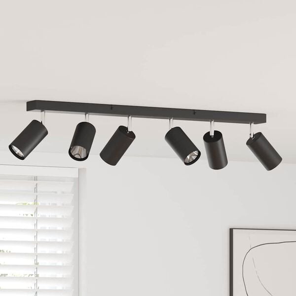 vidaXL Loftsspot med spotlights Sort 73 x 6 x 16 cm Metal