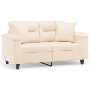 vidaXL 2-personers sofa med puder 120 cm mikrofiberstof beige