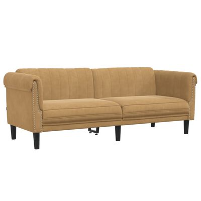 vidaXL 3-personers sofa velour brun