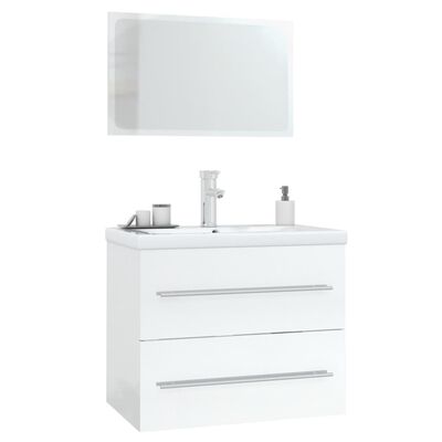 vidaXL møbelsæt til badeværelse 3 dele hvid højglans