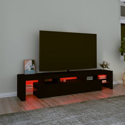 vidaXL tv-bord med LED-lys sort 200x36,5x40 cm