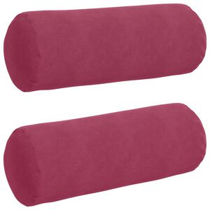 vidaXL Bolsterpuder 2 pcs Vinr&oslash;d &Oslash; 25 x 70 cm Velourstof