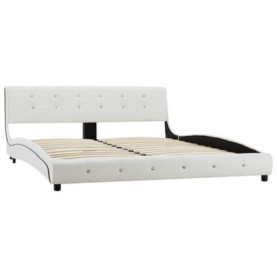vidaXL seng med madras 160 x 200 cm kunstlæder hvid