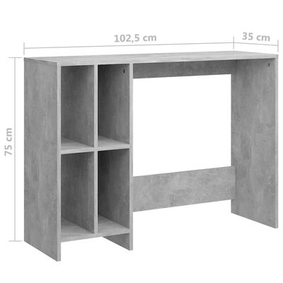 vidaXL computerbord 102,5x35x75 cm spånplade betongrå