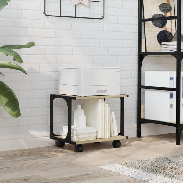 vidaXL printerstativ 41x28x33,5 cm 2 hylder konstrueret træ sonoma-eg