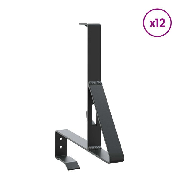 vidaXL Snebeskyttelse St&oslash;tte 12 pcs Sort 29,5 x 3 x 34,5 cm St&aring;l