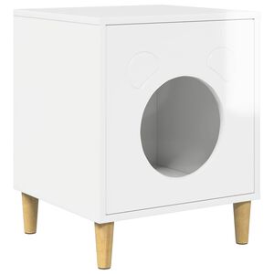vidaXL Kat Hus Gloss Hvid 42,5 x 40 x 53 cm Konstrueret tr&aelig;