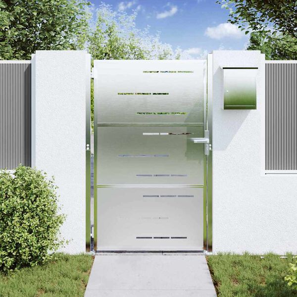 vidaXL Haveport med l&aring;s S&oslash;lv 100 x 125 cm Rustfrit st&aring;l