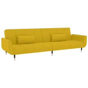 vidaXL 2-personers sovesofa med 2 puder fl&oslash;jl gul