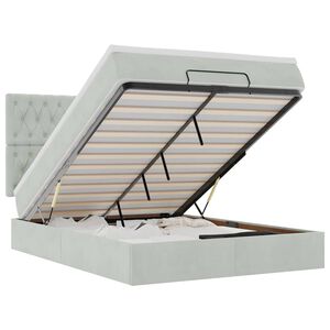 vidaXL osmannisk sengeramme med madrasser 140x190 cm fl&oslash;jl lysegr&aring;