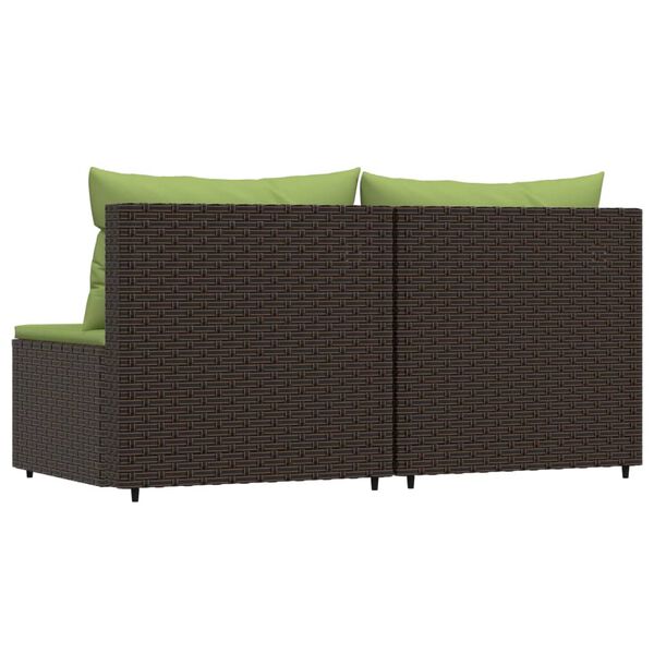 vidaXL midtermoduler til havesofa 2 stk. med hynder polyrattan brun