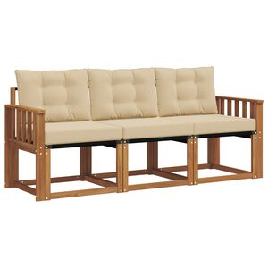 vidaXL Udend&oslash;rs sofagruppe med pude 3 pcs Naturlig og Beige