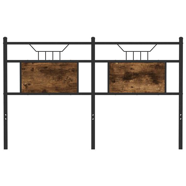 vidaXL sengegavl 137 cm konstrueret tr&aelig; og st&aring;l r&oslash;get egetr&aelig;sfarve