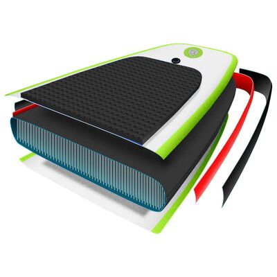 vidaXL oppusteligt paddleboard med sejl grøn og hvid