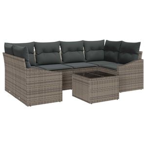 vidaXL Sofa S&aelig;t med pude med opbevaring 7 pcs Gr&aring; polyrattan