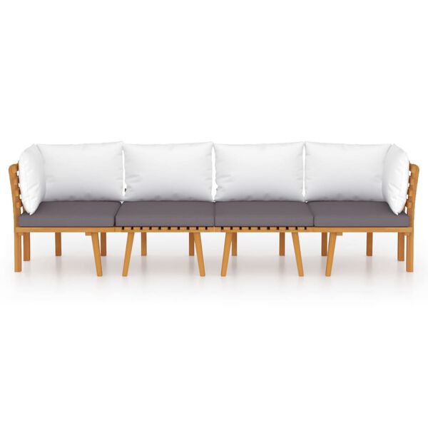 vidaXL loungesæt til haven 4 dele med hynder massivt akacietræ