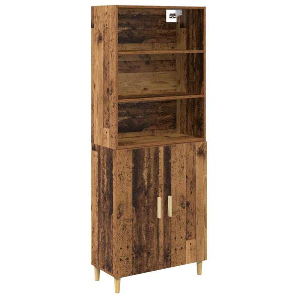 vidaXL Highboard Gammelt tr&aelig; 69,5 x 32,5 x 180 cm Konstrueret tr&aelig;