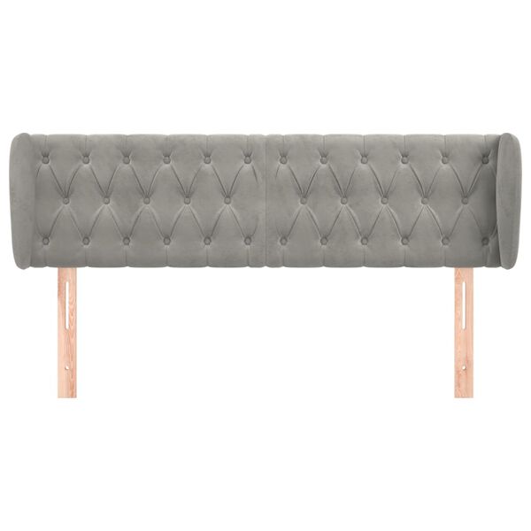 vidaXL sengegavl med kanter 163x23x78/88cm fløjl lysegrå