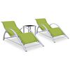 vidaXL liggestole 2 stk. med bord aluminium gr&oslash;n