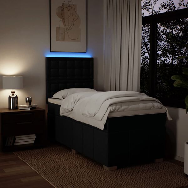 vidaXL kontinentalseng med madras 80x200 cm stof sort