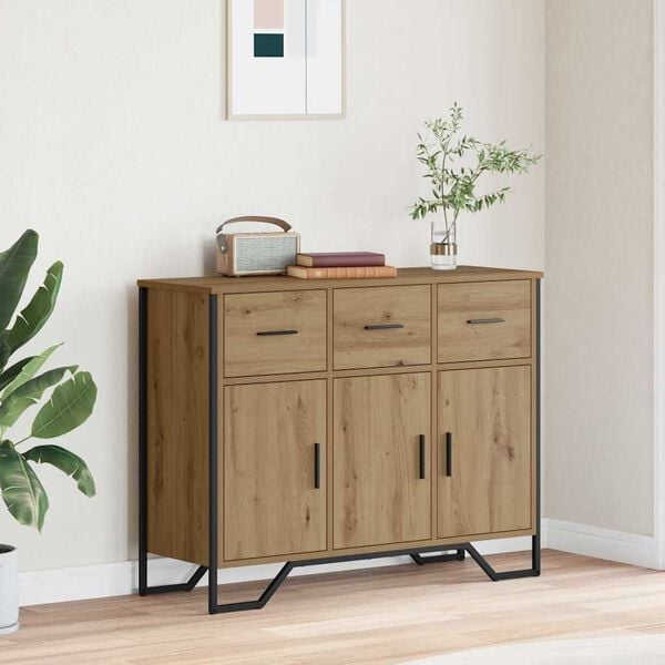 vidaXL Sideboard med skuffe Artisan Egetr&aelig; 97 x 32,5 x 74,5 cm