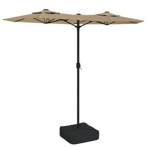 vidaXL parasol med dobbelt parasoldug og LED-lys 316x145 cm gr&aring;brun